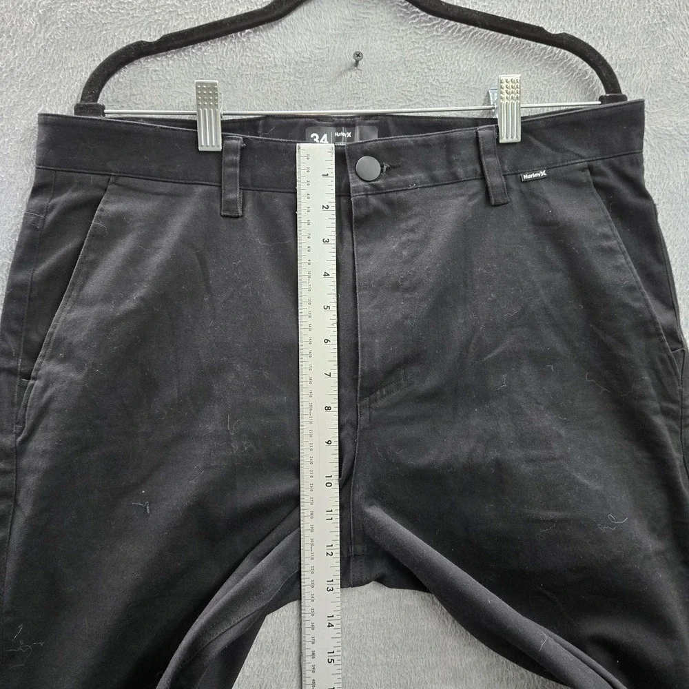 Hurley Men Pants 34 Black Chino BV1696 Casual Button 31
